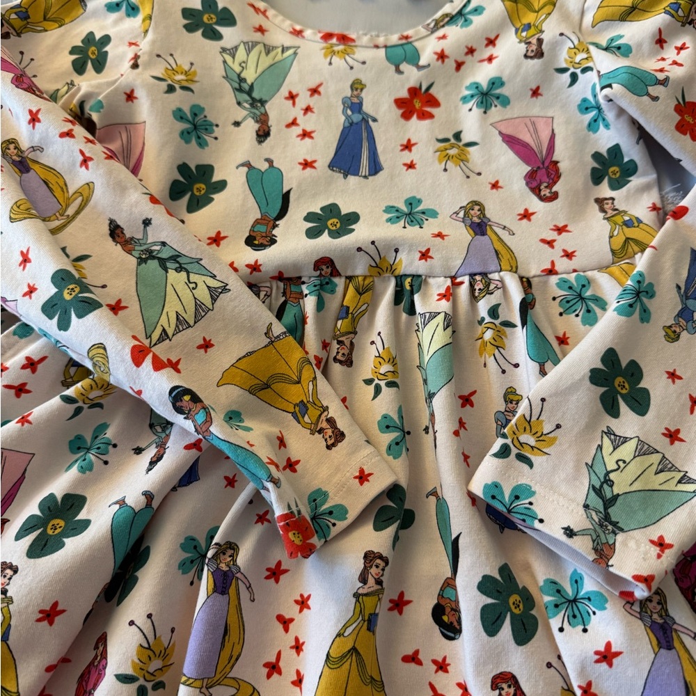 Hanna Anderson Colorful Long Sleeve Disney Dress with Princesses - Picture 3 of 7